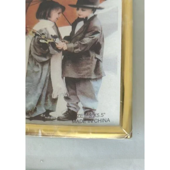 NIB Elegant Glass and Gold tone Picture Frame Decorated for Pic.W 3.5" x H 5.5" - Picture 9 of 11